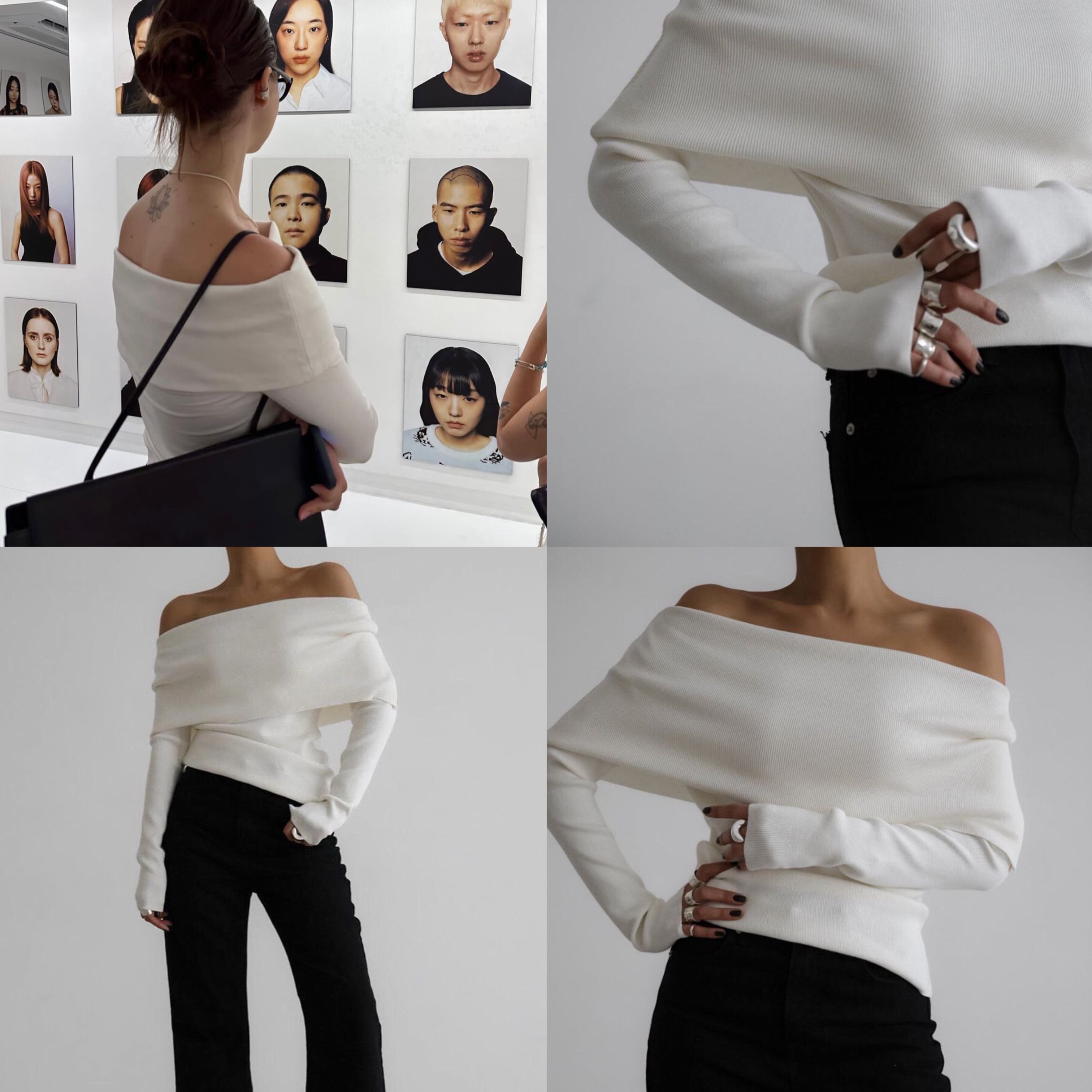 Vibrant Chic 25新款一字肩针织衫女修身显瘦长袖上衣