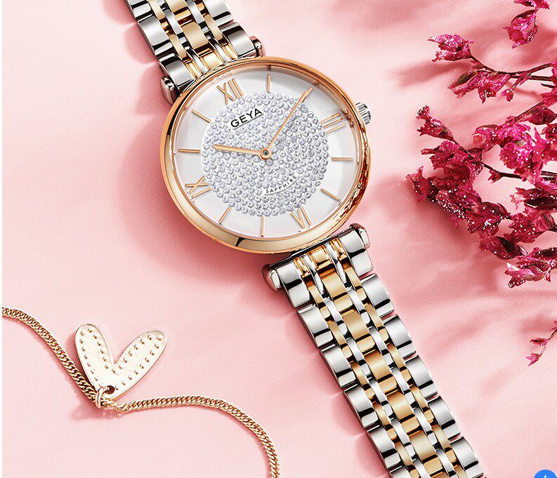 新款gaye格雅手表满天星女时尚气质锆石超薄防水石英腕表6237