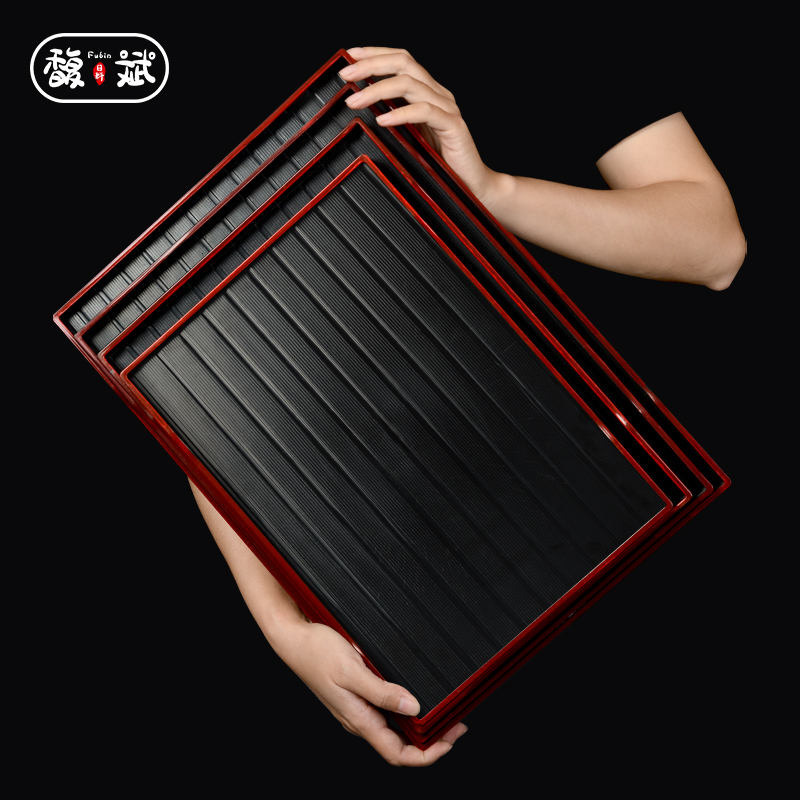 仿木纹饭店密胺餐厅塑料商用托盘