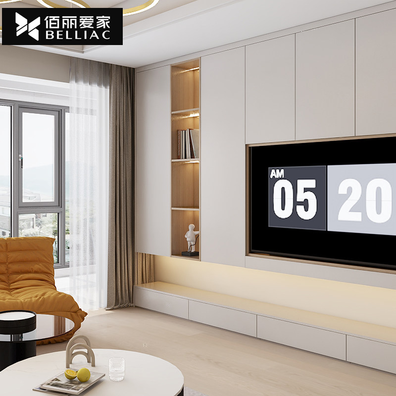 佰丽爱家全屋定制轻奢地柜现代简约定制茶几电视柜组合客厅定制