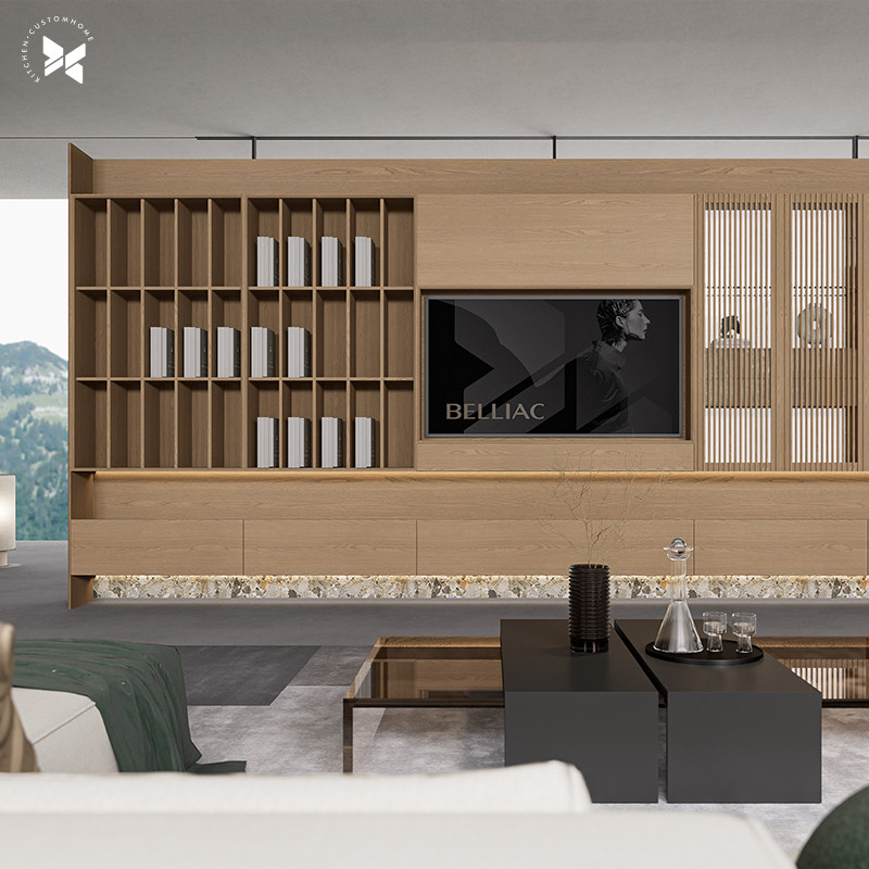 佰丽爱家木纹风电视柜大平层别墅整家客餐厅柜子设计定制【拙世】,全屋定制,轻定制电视柜,淘宝优惠券,粉丝福利购,淘宝优惠卷