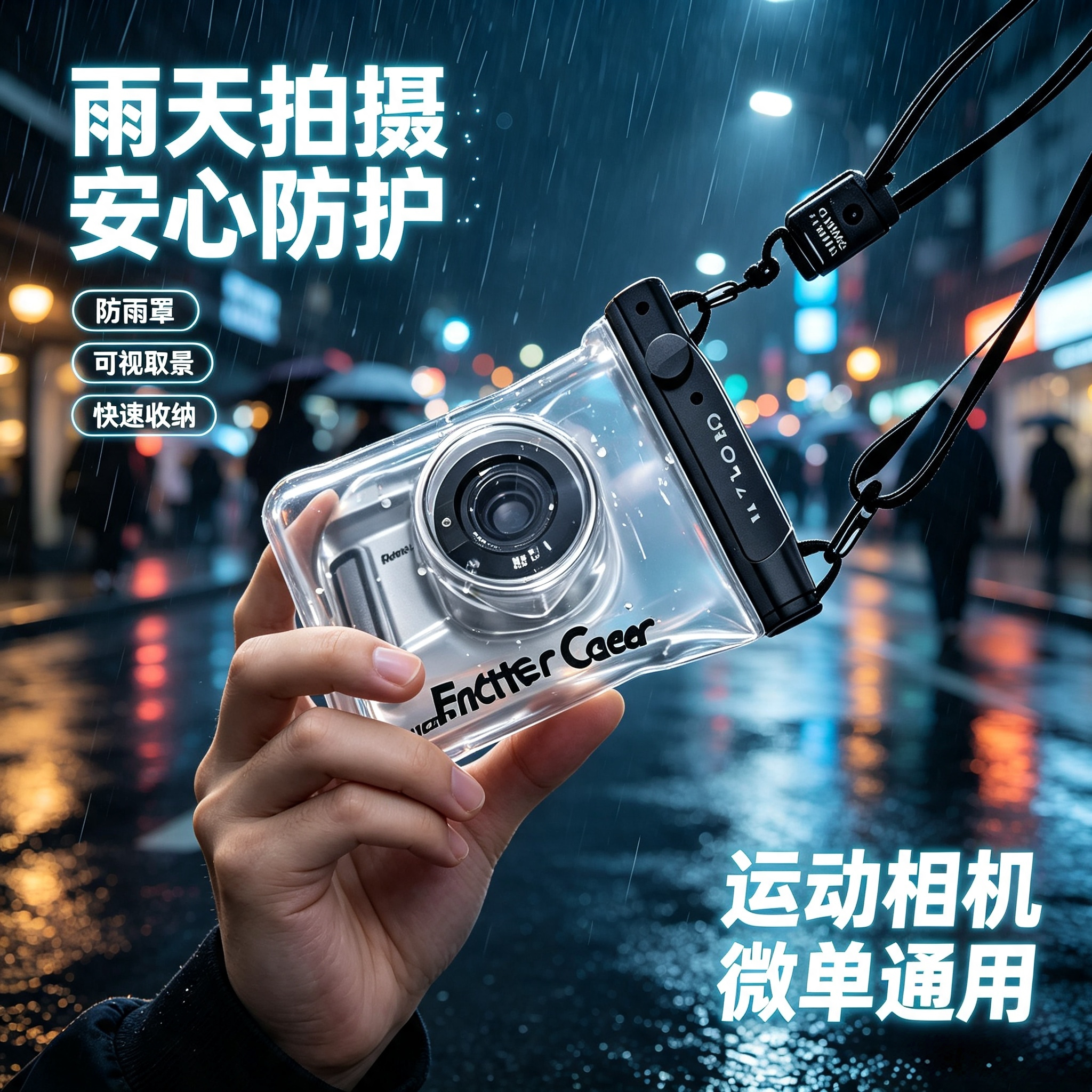 相机防水单反防雨罩摄影照相机运动便携加厚透明微单可视相机防水