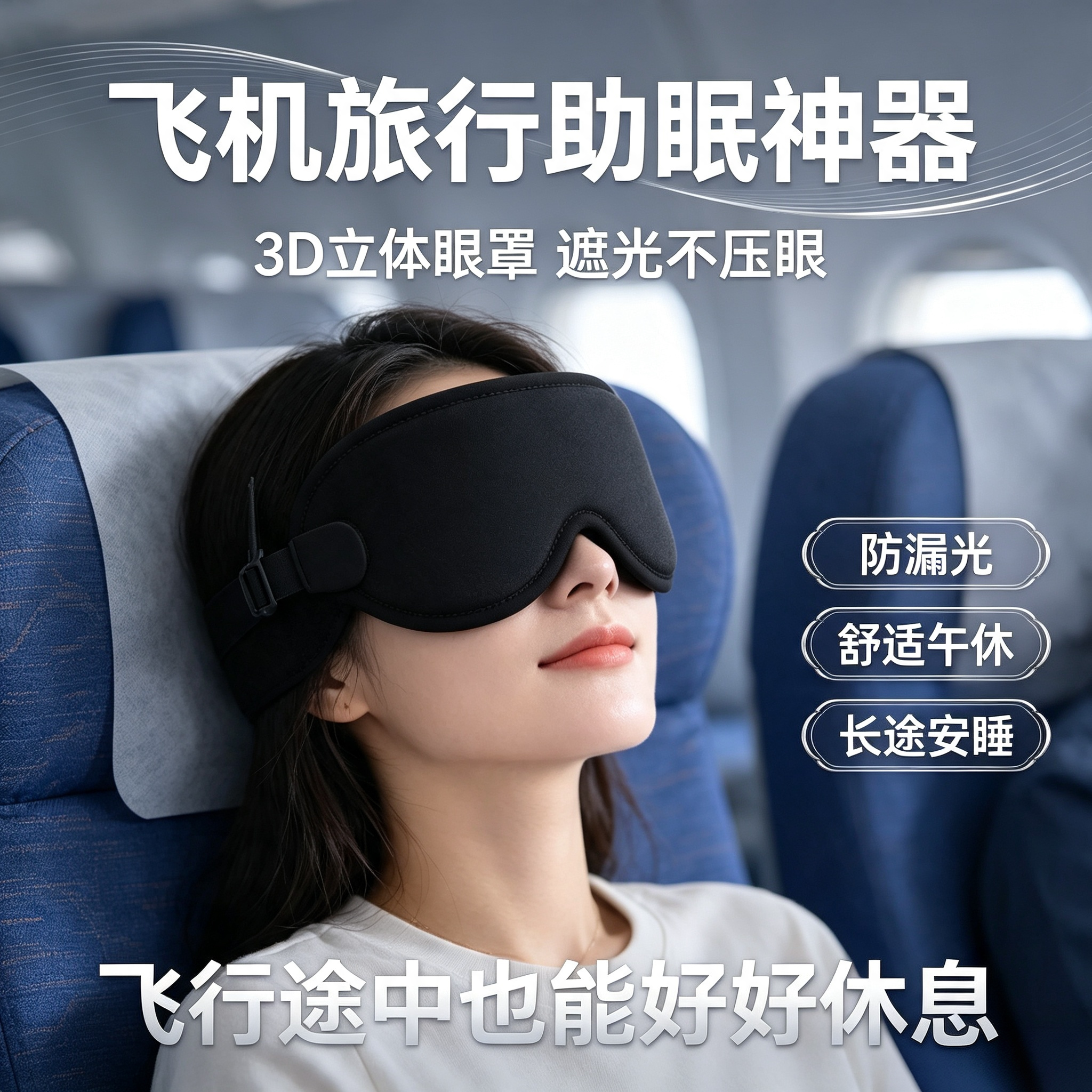 多功能一体旅行睡眠眼罩颈枕头靠带遮光透气固定支撑高铁飞机长途
