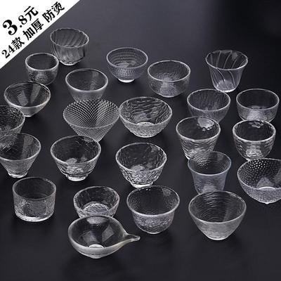 茶杯功夫 锤纹玻璃杯水晶透明杯品茗茶具套装家用主人小日式茶碗