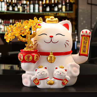 招财猫摆件店铺开业大吉礼物生意兴隆收银前台吧台自动招手发财猫