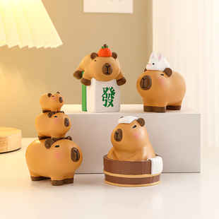 卡皮巴拉情绪稳定小摆件办公室工位桌面解压装 饰品治愈系公仔礼物
