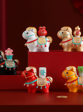 可爱马年吉祥物国潮文创摆件