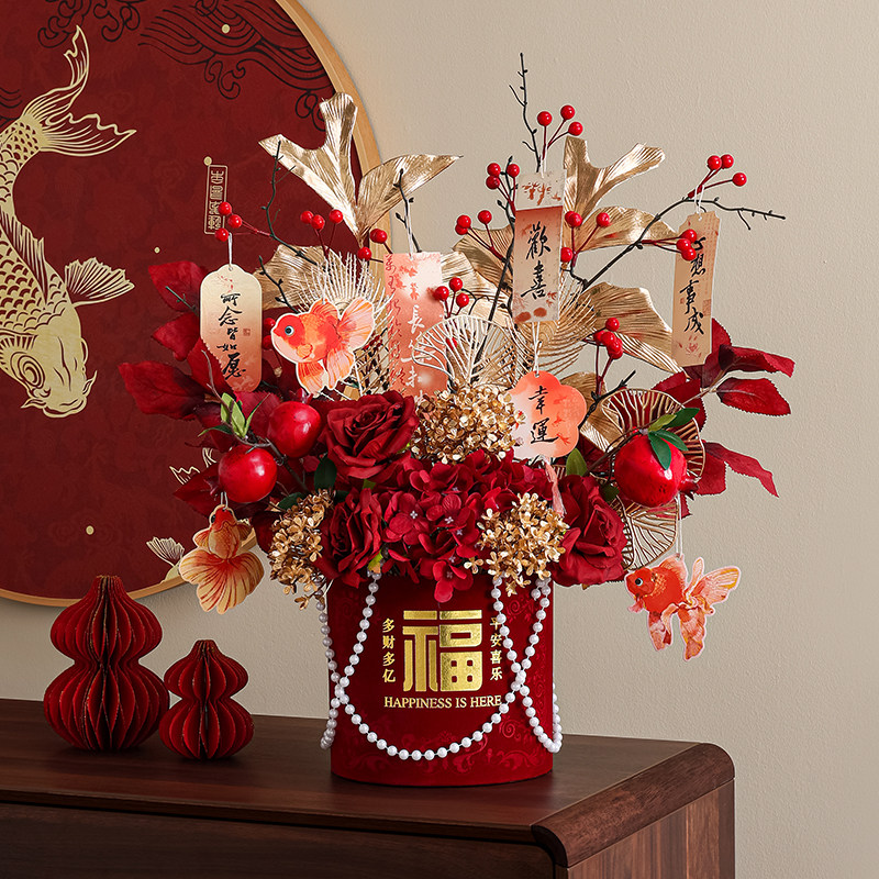 2025春节福桶抱抱桶年宵花摆件新年桌面发财果装饰品乔迁新居礼物,家居饰品,桌面摆件,淘宝优惠券,粉丝福利购,淘宝优惠卷