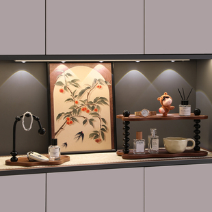 入户中古风玄关钥匙收纳置物架鞋柜软装摆件高级感进门家居装饰品