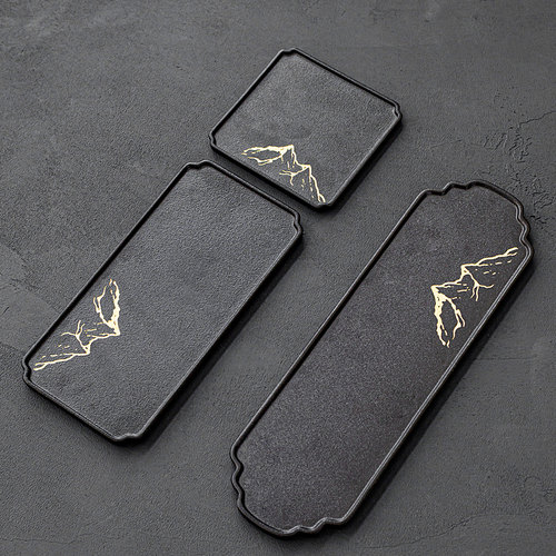 陶瓷干泡茶盘简约家用激光壶承