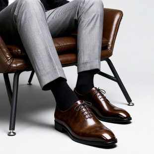 皮鞋 博物馆牛皮正装 男鞋 一片式 shoes 新品 真皮men牛津鞋 高级感