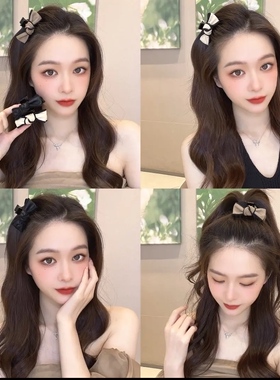 双面皮质蝴蝶结发抓水钻抓夹优雅