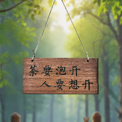 实木雕刻木牌定制茶室装饰