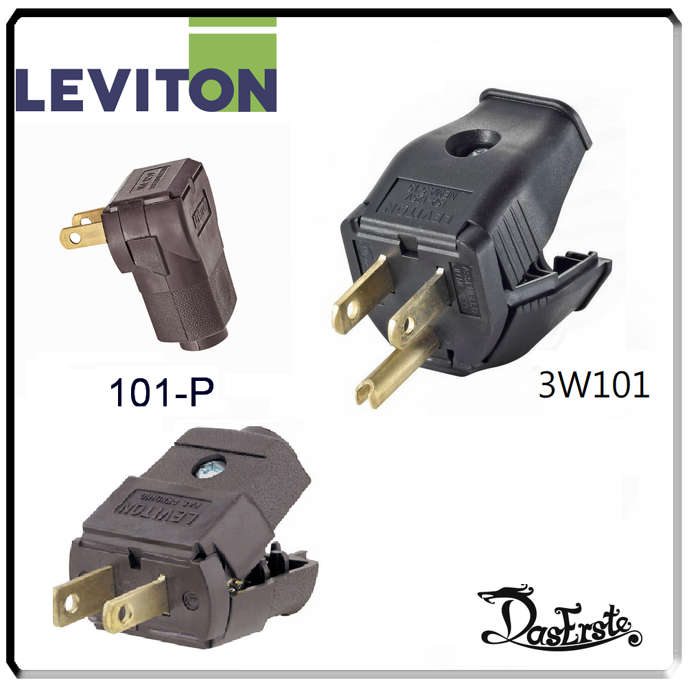 立维腾leviton 2二两极2二脚两脚3脚三脚101纯铜电源插头Hubbell