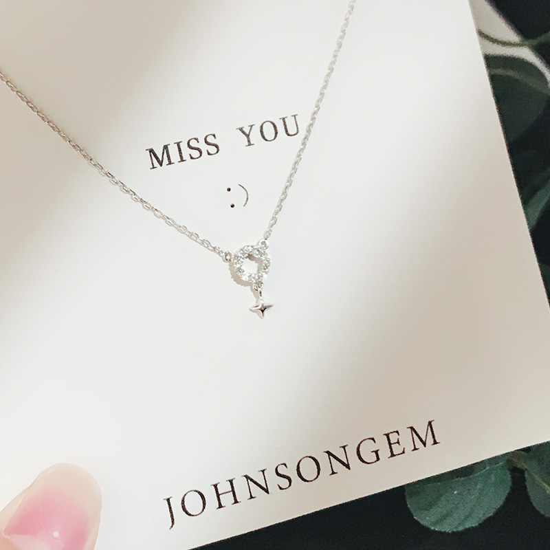 JGÔ²ÐÎÐÇÐÇÏîÁ´Å®925´¿Òø¶Ì¿îËø¹ÇÁ´ÃÔÄãµõ×¹¿É°®chicÇåÐÂÒøÊÎÆ·