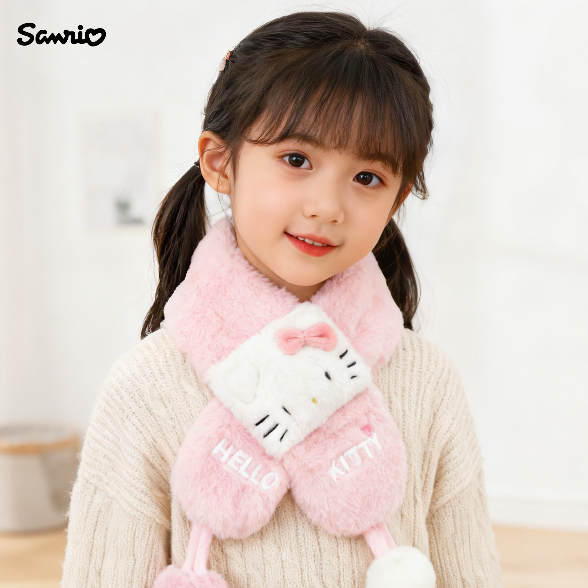 KT猫儿童耳罩围巾秋冬季新品防寒保暖毛绒耳暖女童女孩宝宝耳包