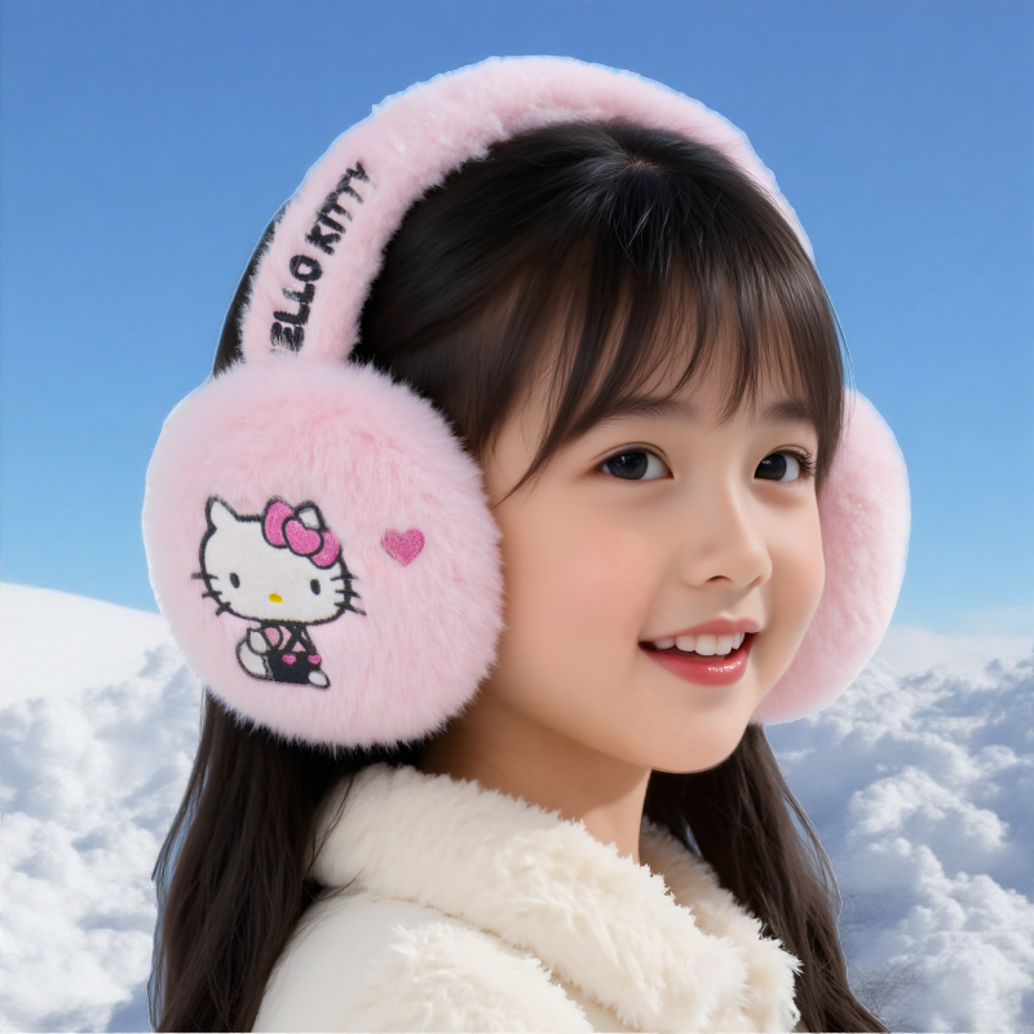 美乐蒂儿童耳罩围巾2025新款冬防寒保暖毛绒耳暖女童女孩kt猫耳包