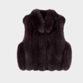 仿狐狸毛环保皮草马甲坎肩时尚 2025新款 马夹短款 气质上衣女竖条纹