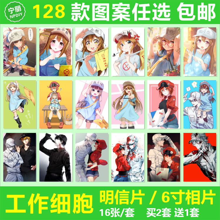 工作细胞明信片动漫周边血小板白血球红细胞卡片照片相片壁纸海报 - 实物图