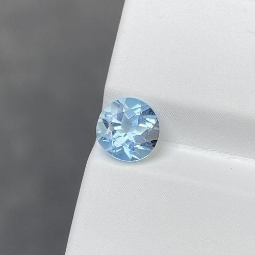 【一氏】1.26克拉天然圣玛利亚海蓝宝石戒面圆形裸石干净明亮璀璨