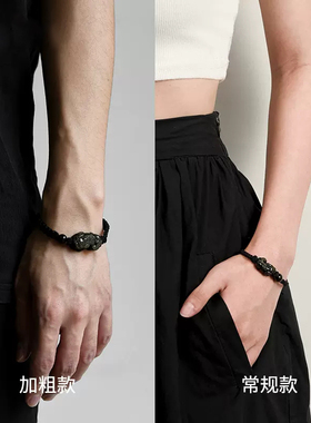 黑曜石貔貅手链男士转运水晶编织