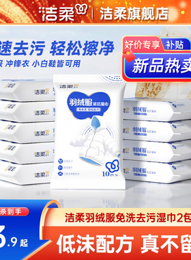 洁柔羽绒服清洁湿巾免水洗专用强力去污去渍家用便携装10片/包