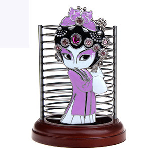 中国风京剧人景泰蓝笔筒手工镶钻 摆件 商务礼品 外事礼品