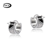 POCK原创痞帅小众星星圆形耳扣个性 简约金属风耳环拼接设计耳饰品