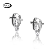 POCK原创欧美朋友金属风链条设计耳扣个性 小众暗黑十字耳环潮酷男