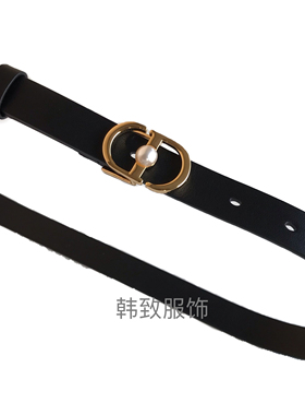 欧美25ss女士新款旋转扣黑白双面两用裤裙装饰真牛皮腰带皮带2cm