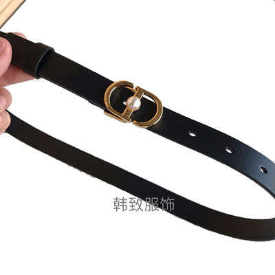 欧美25ss女士新款旋转扣黑白双面两用裤裙装饰真牛皮腰带皮带2cm