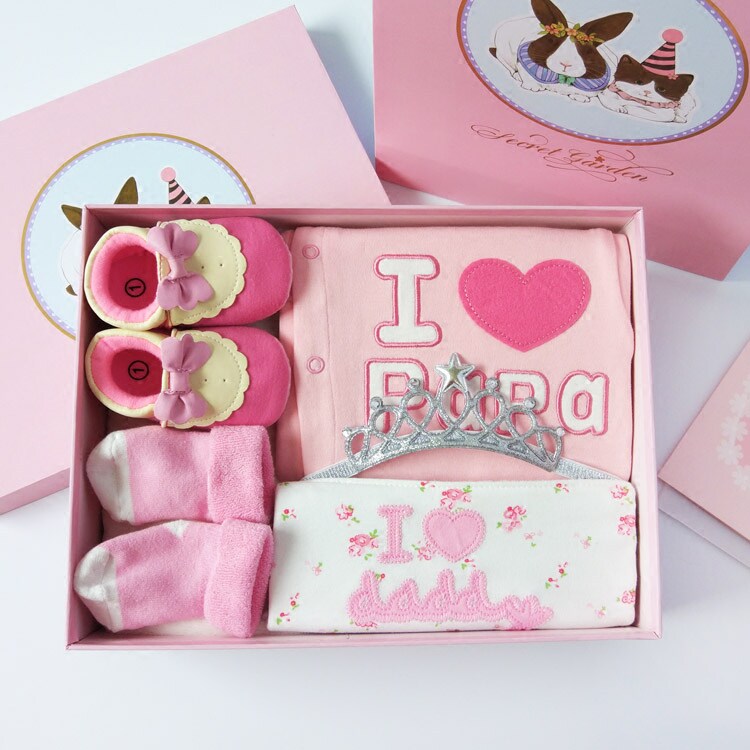Newborn baby Gift box suit Female baby One hundred days full moon originality Twin Romper clothing gift Love Momin the Children/Baby/Family fitted , Baby Gift  category - from Buy2taobao.com to provide professional Taobao agent buy service