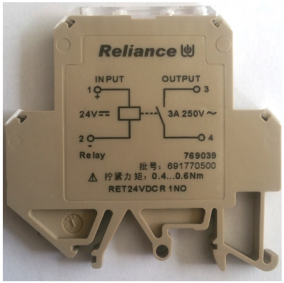 现货Reliance瑞联导轨安装薄片继电器模块 769039，RET24VDCR 1NO