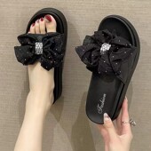 女夏季 韩版 时尚 仙女风凉拖鞋 蝴蝶结松糕厚底增高室内外穿防沙滩鞋