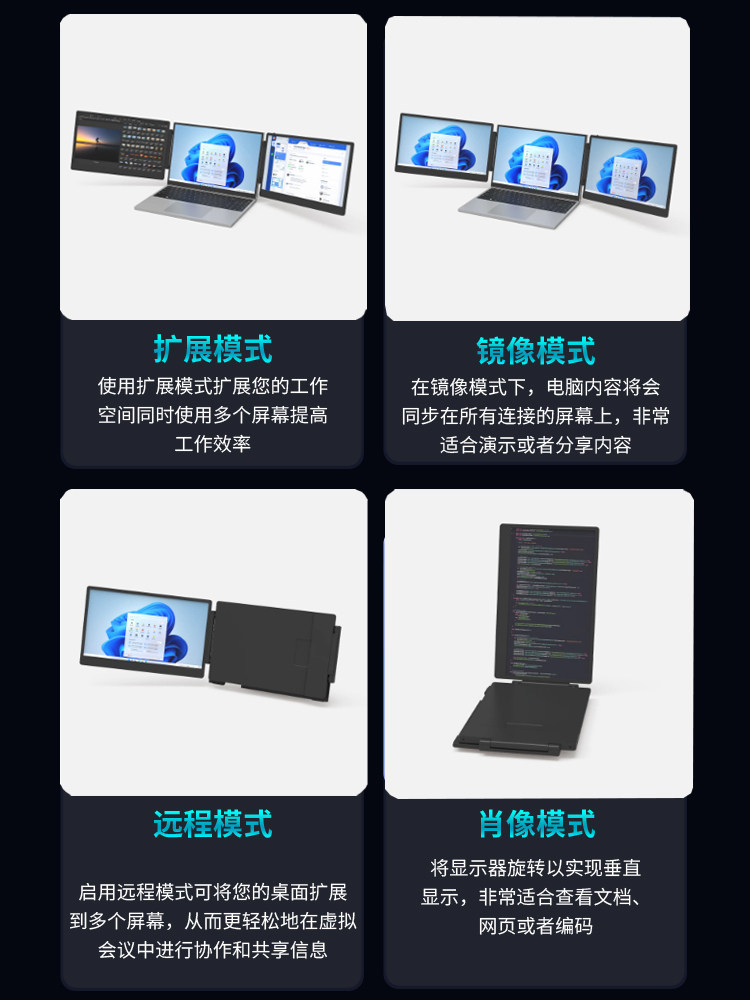 미국 LAPTOMO 휴대용 디스플레이 듀얼 스크린 접이식 14인치 노트북 확장 외부 보조 스크린 주식 거래