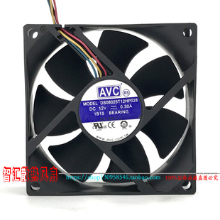 正品AVC 8025 8CM 4线滚珠风扇 温控静音 DS08025T12HP028 0.30A