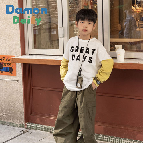 DAMON日系卡通做旧涂鸦束脚长裤