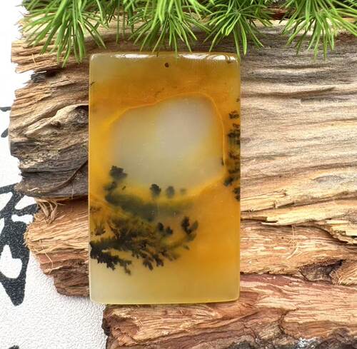天然黄龙玉水草花平安无事牌吊坠