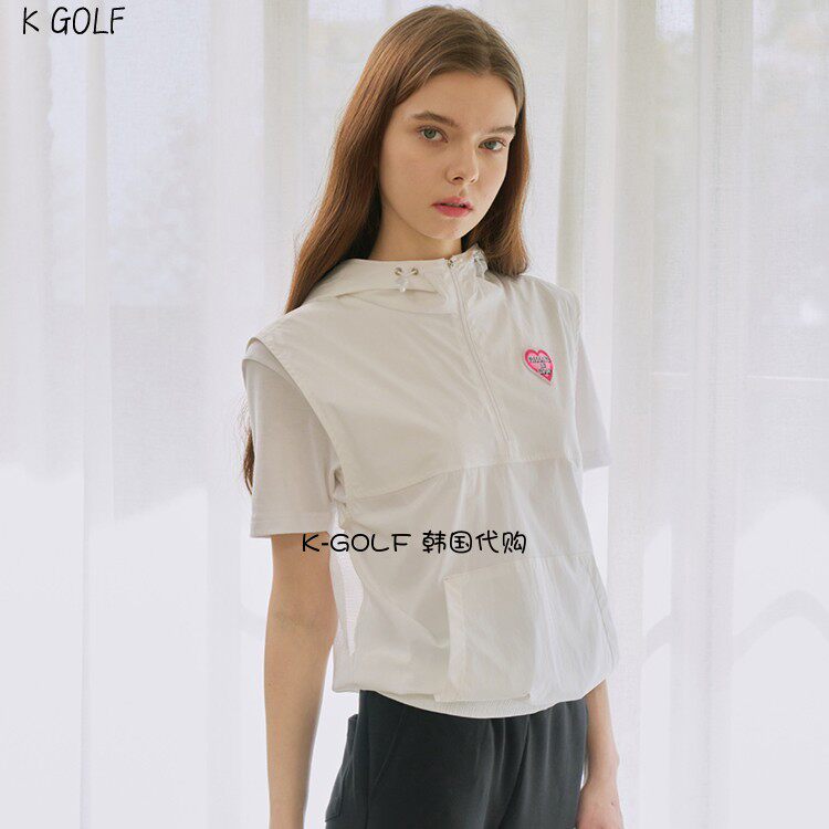 GOXO韩国正品代购高尔夫球服24年女春夏轻质弹力编织连帽梭织背心