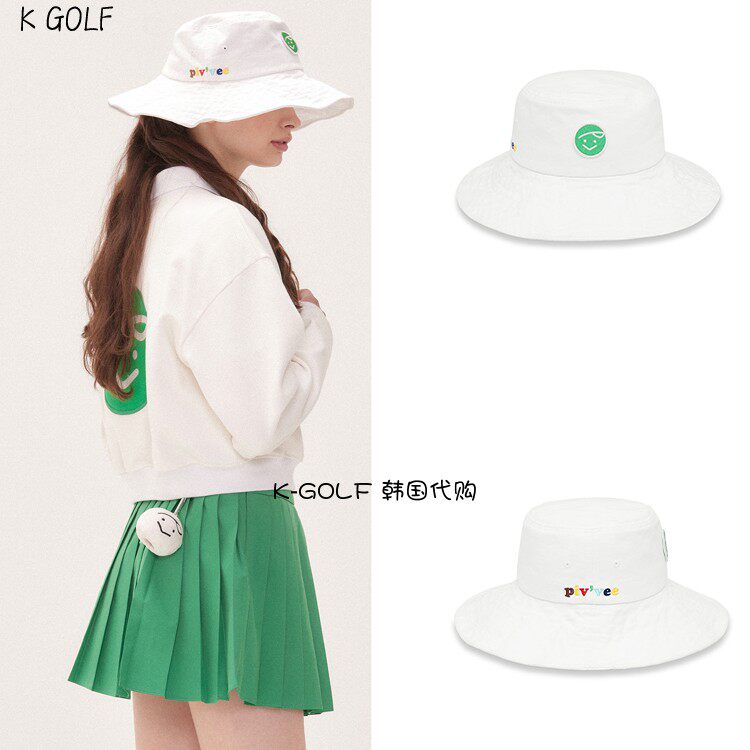 PIVVEE韩国正品代购高尔夫球帽24年女四季水洗宽檐百搭棉质渔夫帽