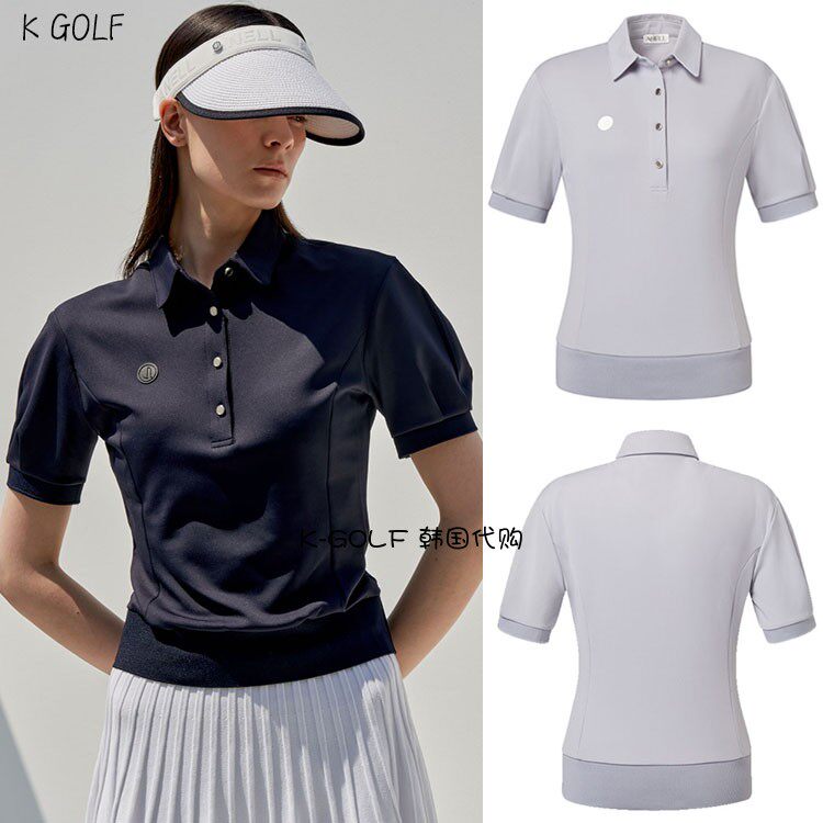 韩国代购ANELL高尔夫球服23年女春弹力泡泡袖T恤舒适运动golf上衣