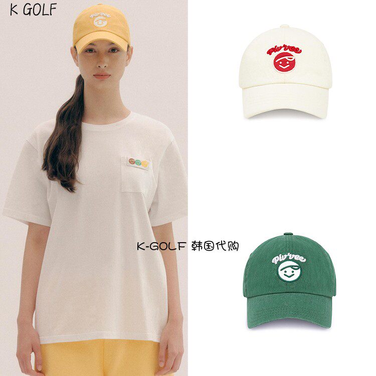 PIVVEE韩国正品代购高尔夫球帽24年女四季全棉耐用贴花刺绣鸭舌帽