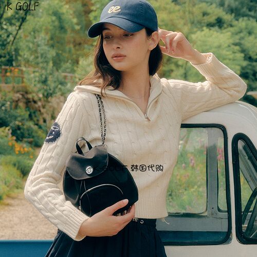 PIVVEE韩国正品代购高尔夫球包24年女四季轻质耐用皮革拉链双肩包