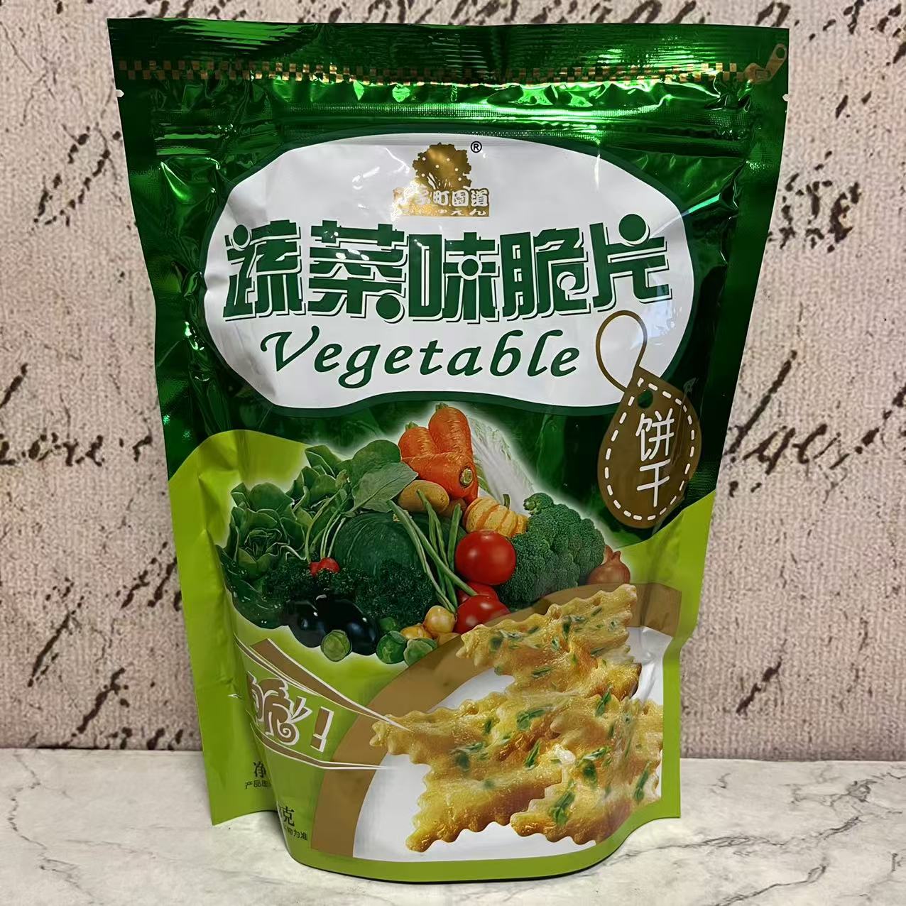 特价售卖 菓子町园道蔬菜味脆片饼干208g袋装 发酵饼干 休闲零食