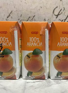 临期裸价特卖 意大利进口COOP库溥橙汁200ml*3瓶办公休闲果汁饮品