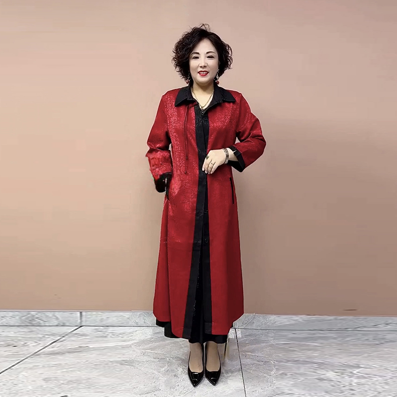 翻领长款时髦遮肉显瘦风衣气质