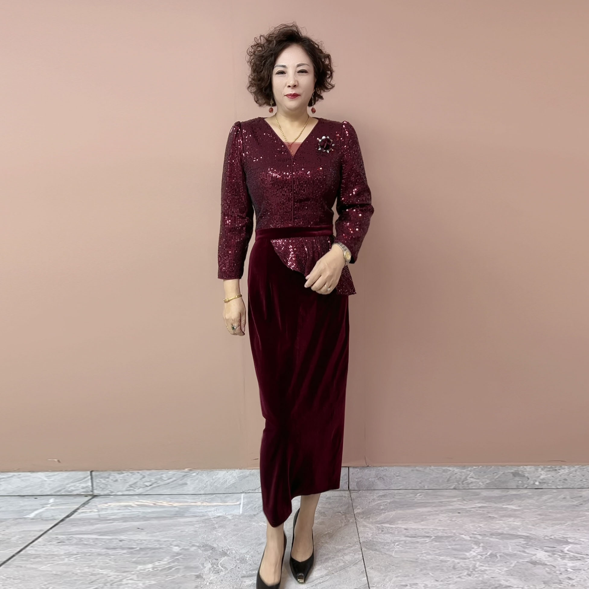 高档喜婆婆装连衣裙礼服连体