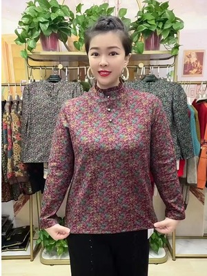 长袖加绒加厚保暖上衣小衫打底裙