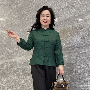 唐装 春夏季 盘扣上衣女妈妈装 薄外套 中老年人衬衫 真丝开衫 套装 中式