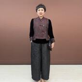 坎肩套装 高品质妈妈装 国风唐装 三件套春装 提花马甲萝卜裤 丝绒小衫